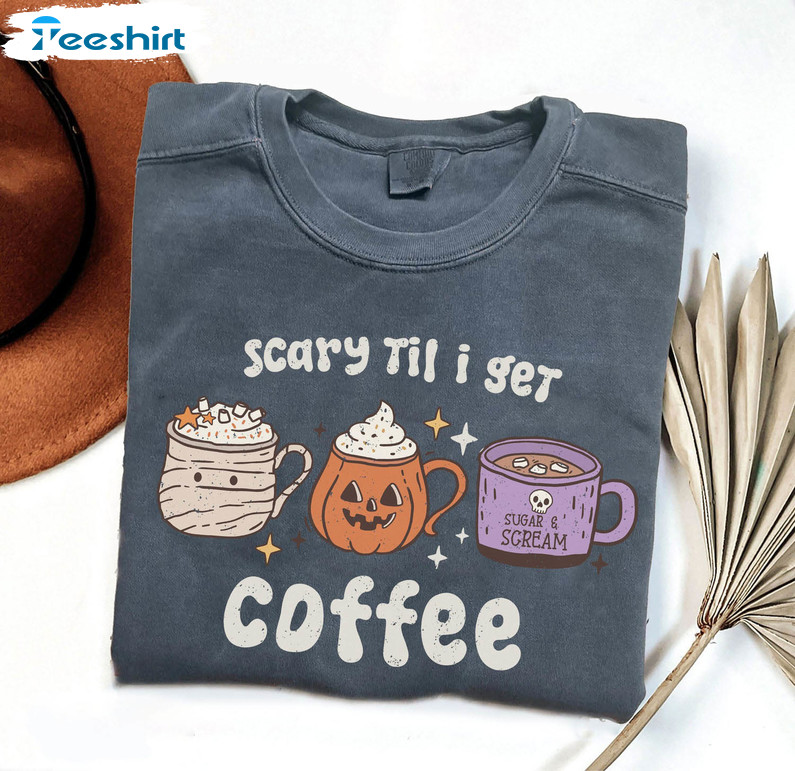 Comfort Colors Halloween Coffee Shirt, Retro Spooky Sweatshirt Unisex Hoodie