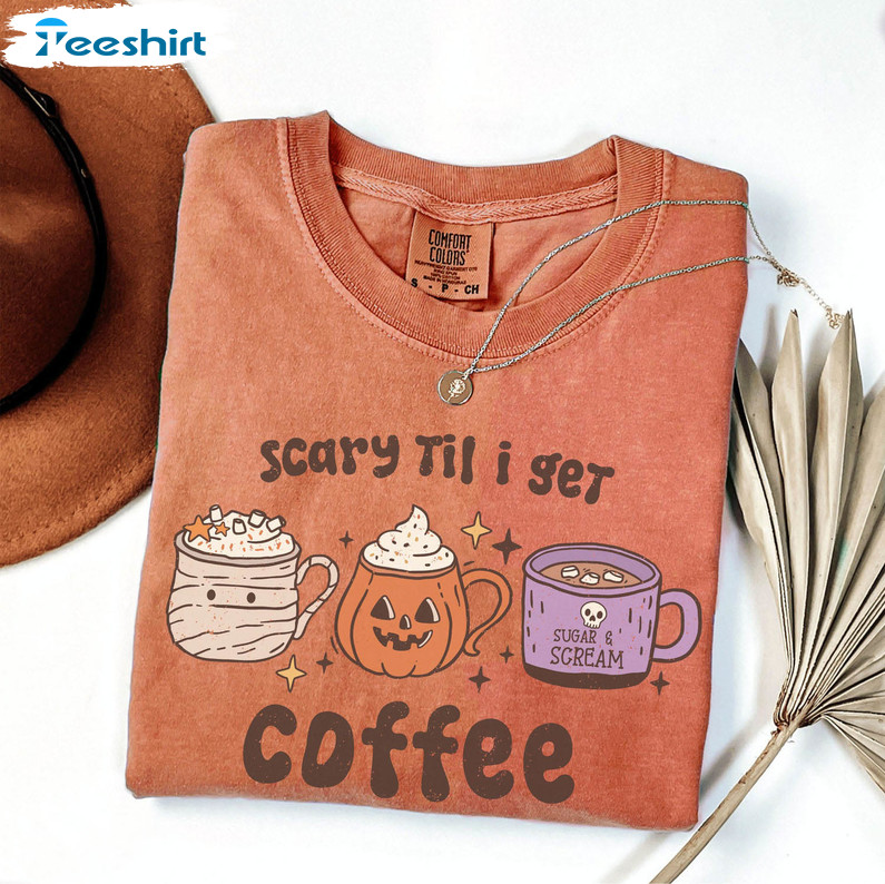 Comfort Colors Halloween Coffee Shirt, Retro Spooky Sweatshirt Unisex Hoodie