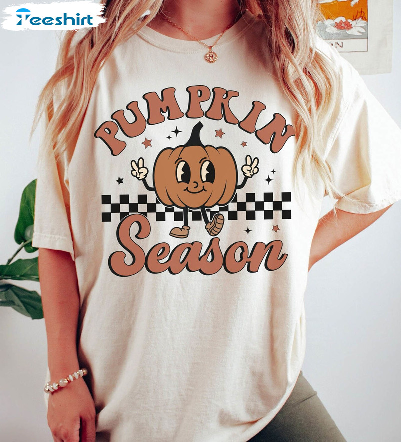 Comfort Colors Pumpkins Spices Season Shirt, Cute Halloween Long Sleeve Unisex T-shirt