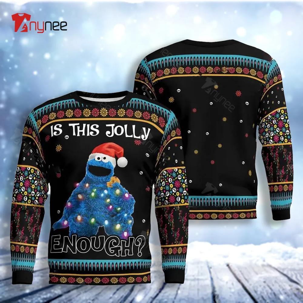 Cookie Monster The Muppet Is This Jolly Enough Ugly Christmas Sweater- Best Christmas Gifts 2023