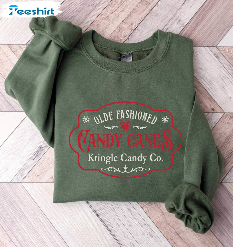 Cool Candy Cane Christmas Shirt, Olde Fashioned Candy Canes T Shirt Crewneck