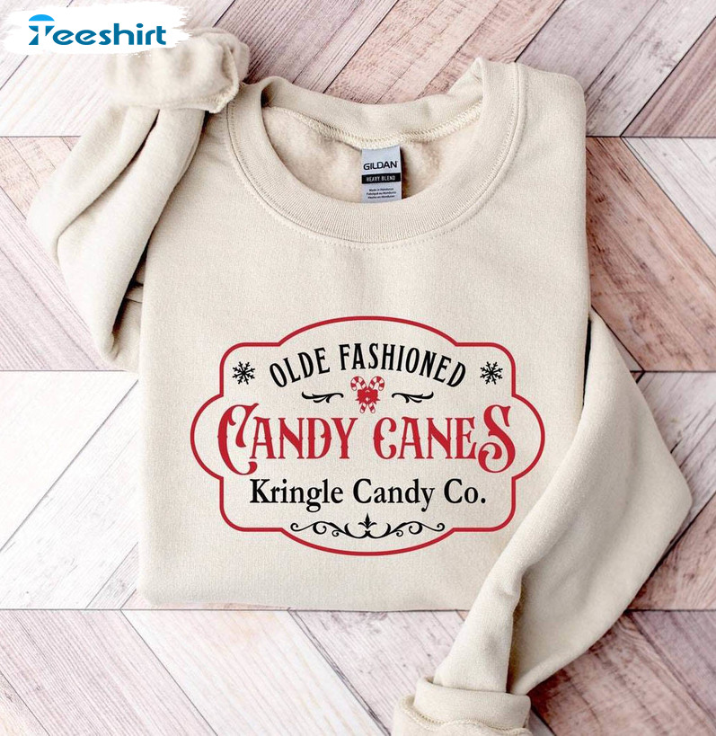 Cool Candy Cane Christmas Shirt, Olde Fashioned Candy Canes T Shirt Crewneck