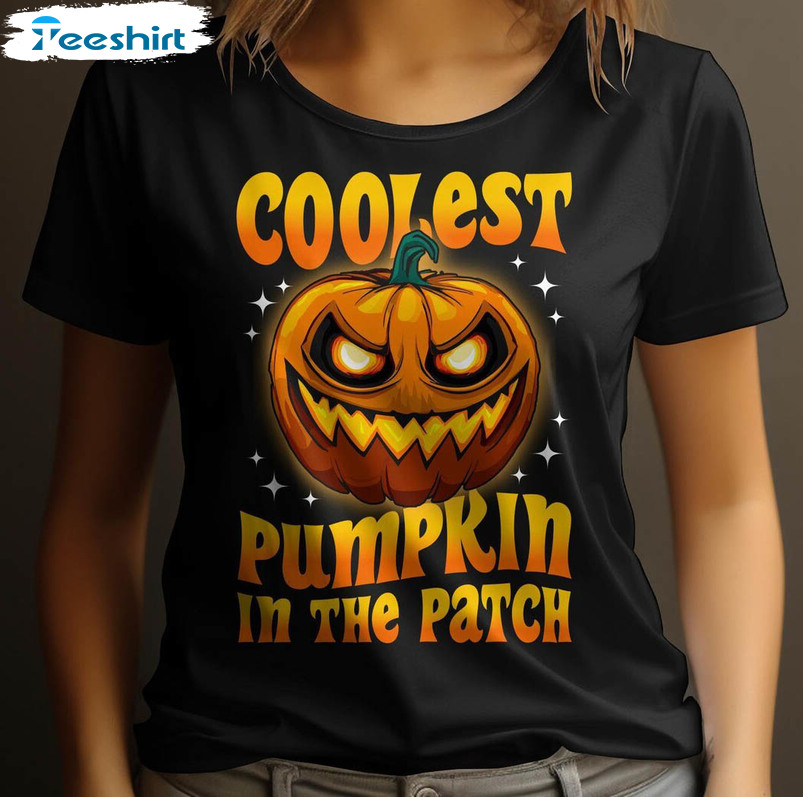 Coolest Pumpkin In The Patch Funny Shirt, Pumpkin Halloween Groovy Unisex Hoodie Tee Tops