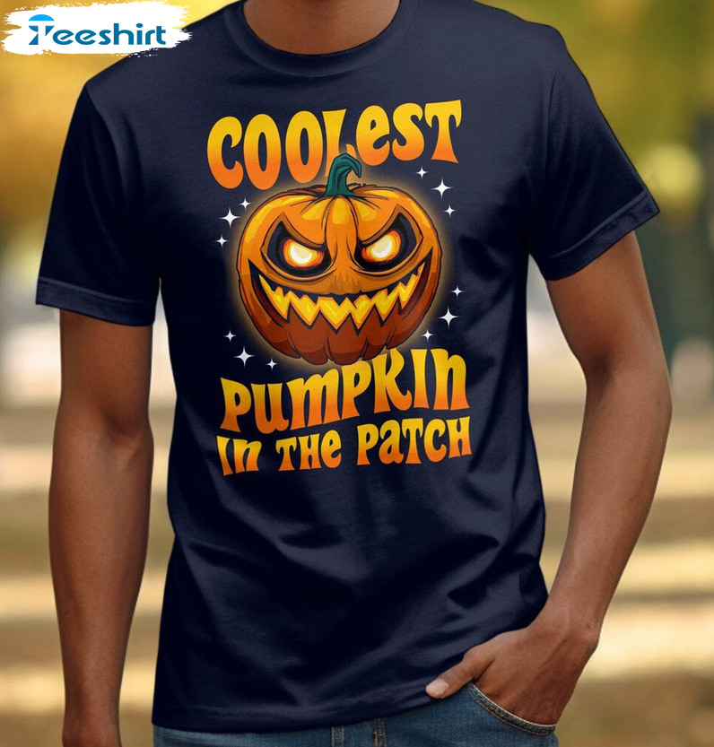 Coolest Pumpkin In The Patch Funny Shirt, Pumpkin Halloween Groovy Unisex Hoodie Tee Tops