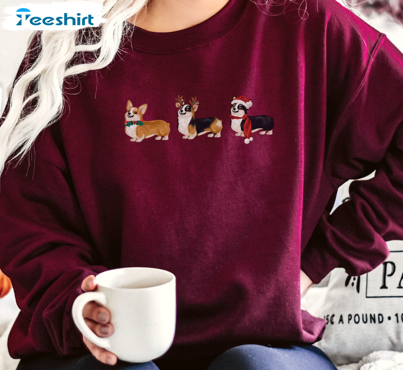 Corgi Christmas Sweatshirt, Cute Corgi Dog Hoodie Crewneck