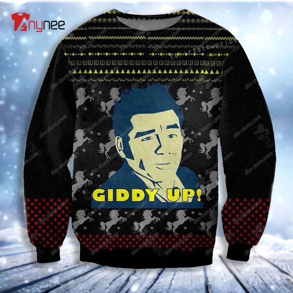 Cosmo Kramer Giddy Up Ugly Christmas Sweater- Best Christmas Gifts 2023