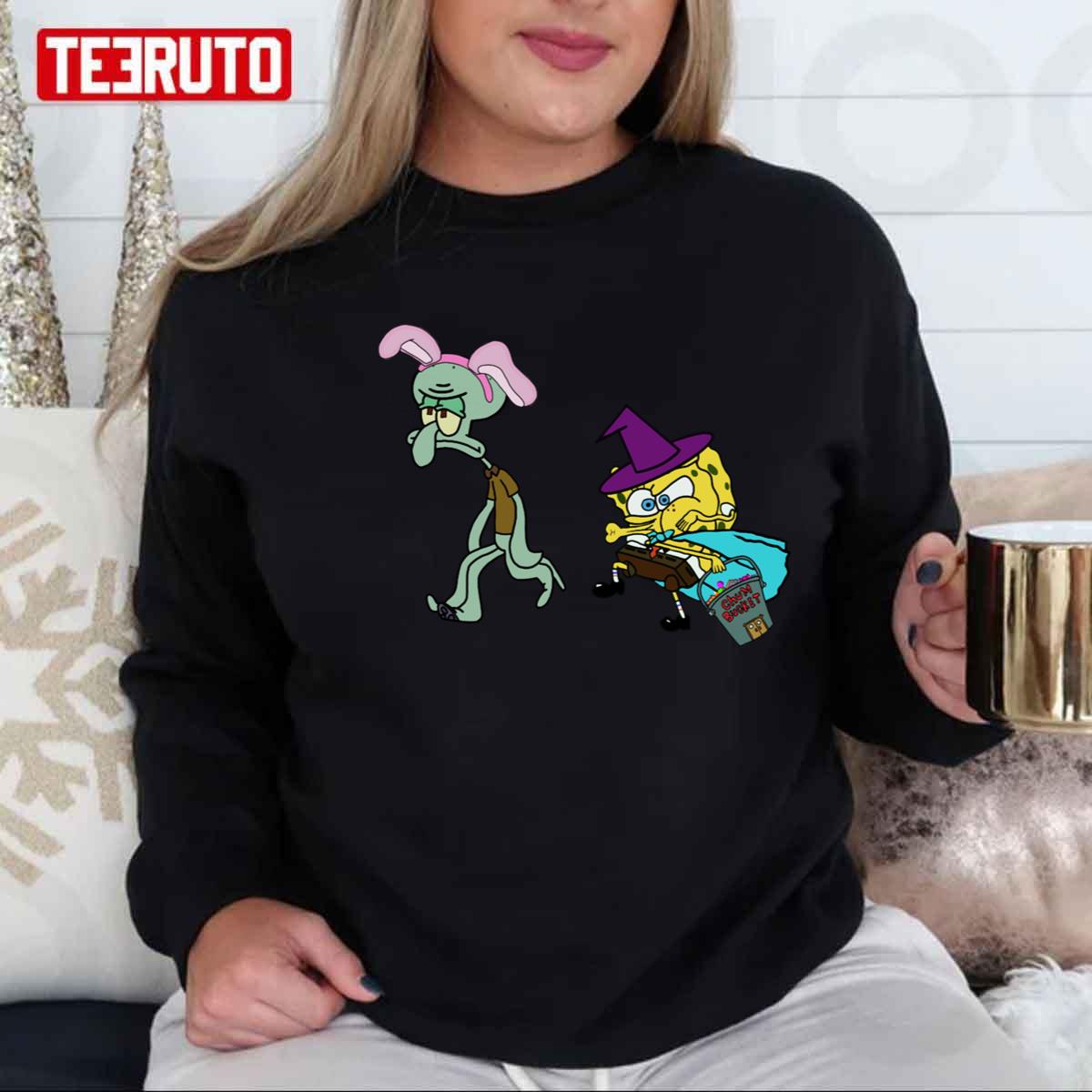 Costumes Spongebob Squarepants And Squidward Halloween Unisex Sweatshirt