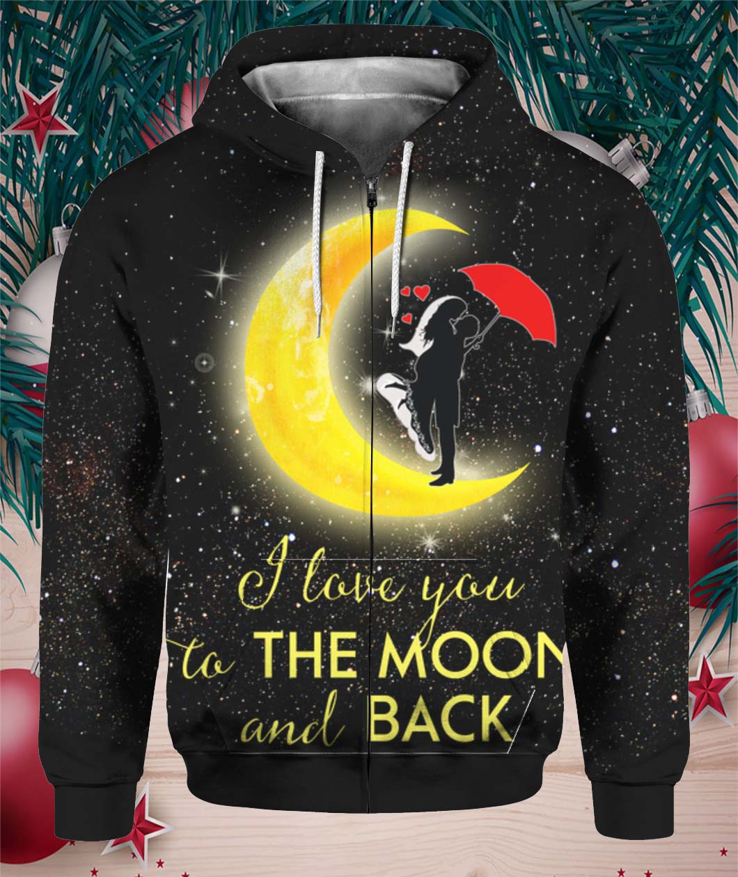 Couple I Love You To The Moon And Back 3D Sweater Hoodie shirt- Best Christmas Gifts 2023