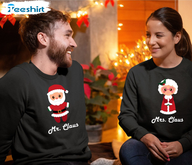 Couple Matching Christmas Sweatshirt – Mr And Mrs Claus Christmas Long Sleeve Crewneck