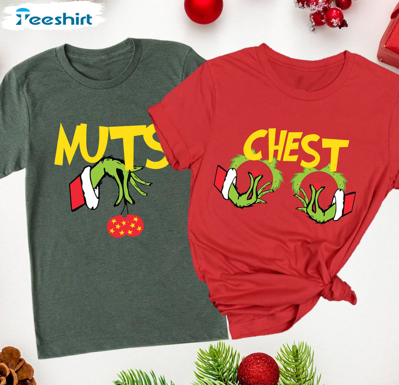 Couples Christmas Grinch Shirt, Chest And Nuts Matching Sweater Unisex Hoodie