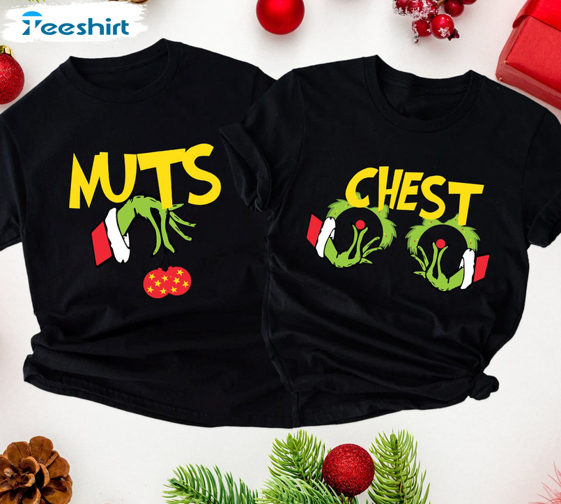 Couples Christmas Grinch Shirt, Chest And Nuts Matching Sweater Unisex Hoodie