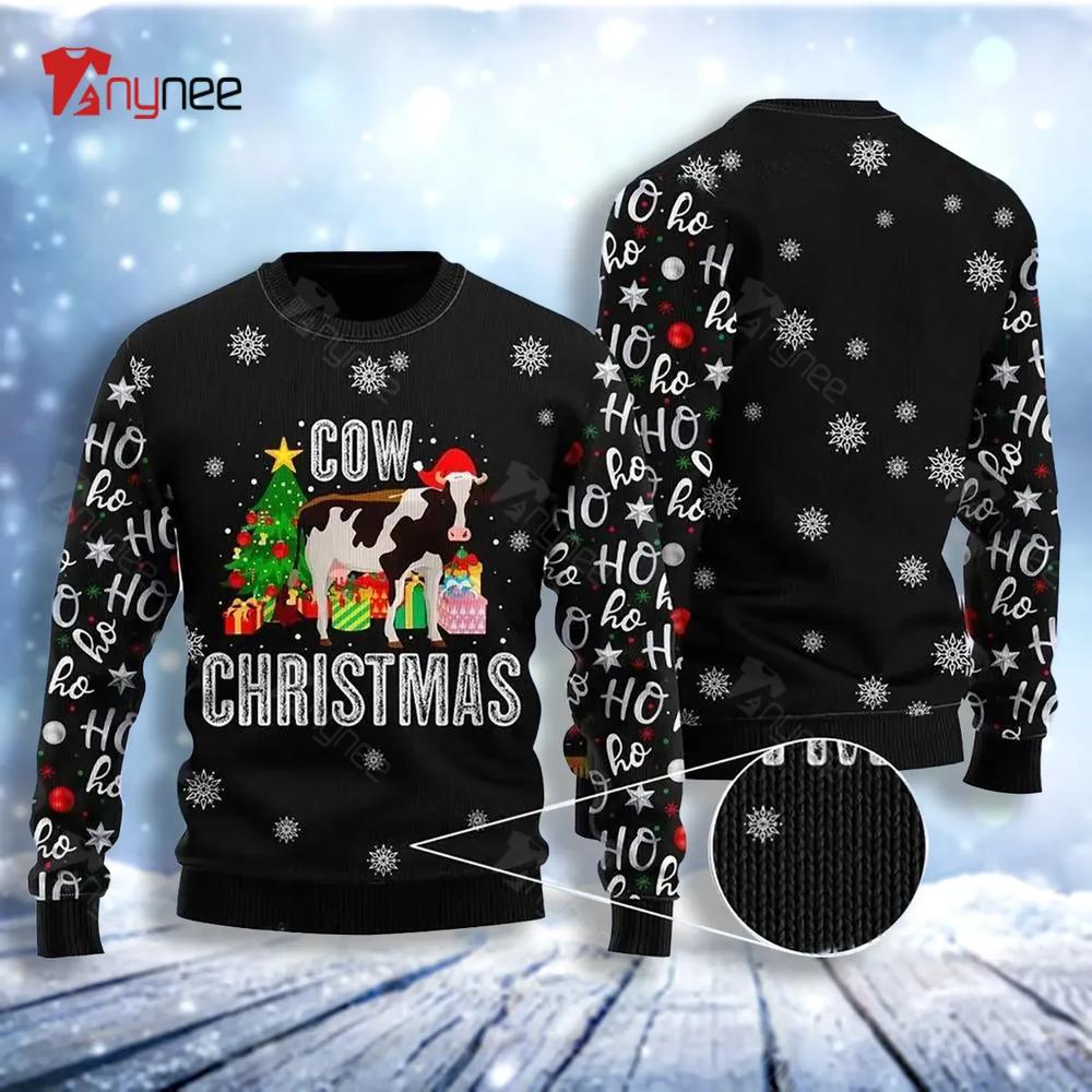 Cow Christmas Ho Ho Ho Ugly Christmas Sweater- Best Christmas Gifts 2023