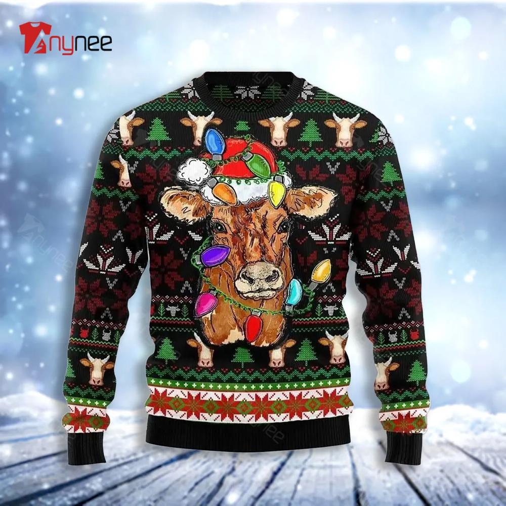 Cow With Santa Ugly Christmas Sweater- Best Christmas Gifts 2023