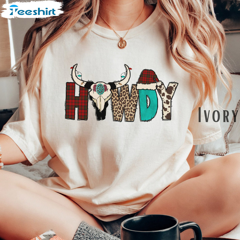 Cowboy Christmas Shirt – Howdy Christmas Comfort Crewneck Short Sleeve