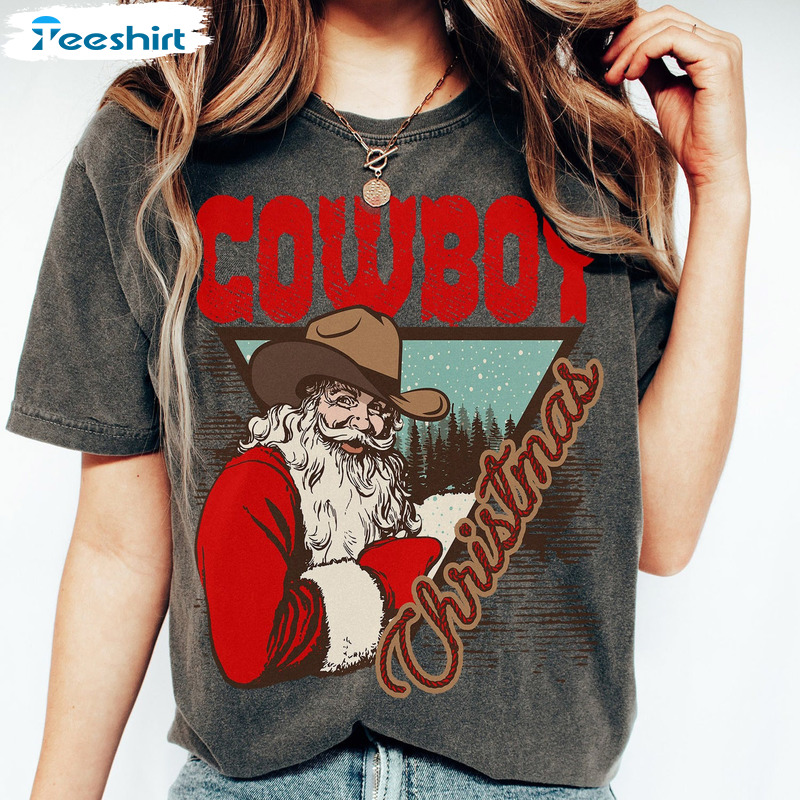 Cowboy Christmas Shirt – Howdy Rodeo Santa Vintage Crewneck Tank Top