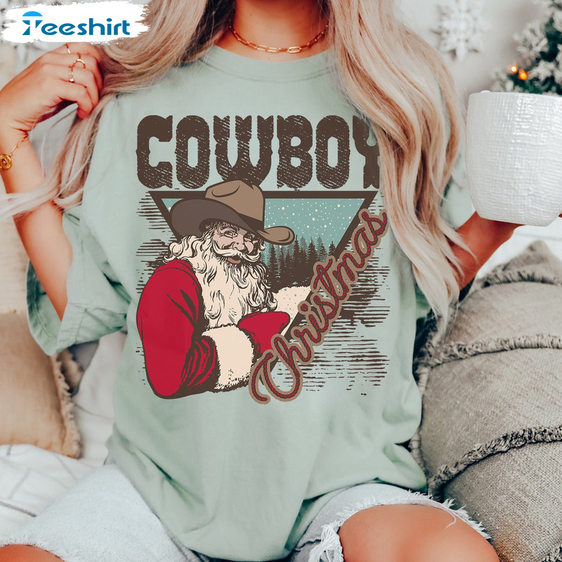 Cowboy Christmas Shirt – Howdy Rodeo Santa Vintage Crewneck Tank Top