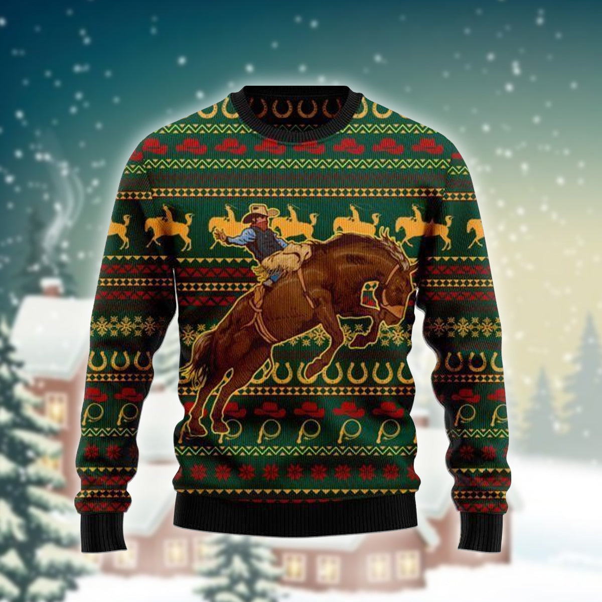 Cowboy On Bucking Horse Ugly Sweater – Best Christmas Gifts 2023