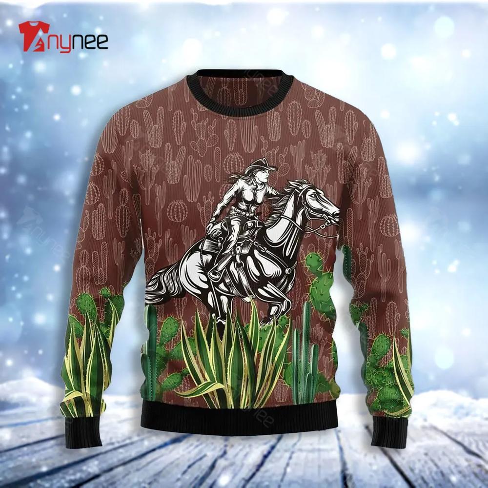 Cowgirl Cactus Ugly Christmas Sweater- Best Christmas Gifts 2023