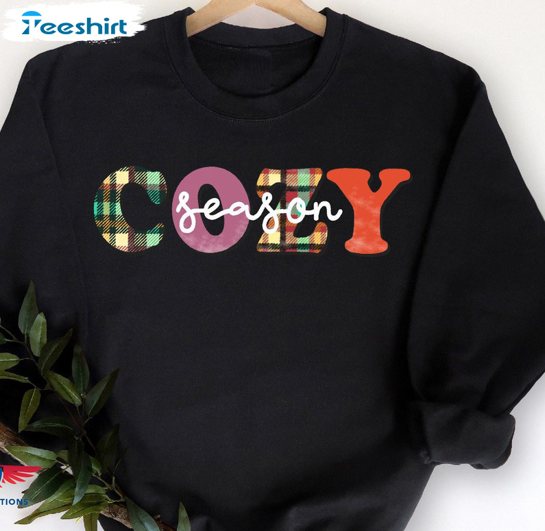 Cozy Season Christmas Shirt, Santa Christmas Crewneck Short Sleeve