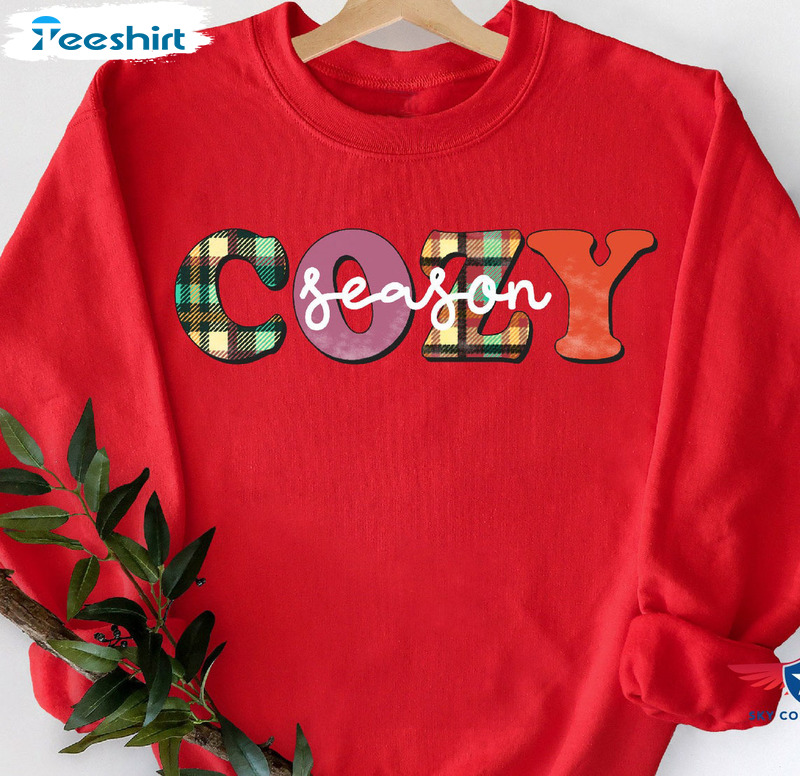 Cozy Season Christmas Shirt, Santa Christmas Crewneck Short Sleeve