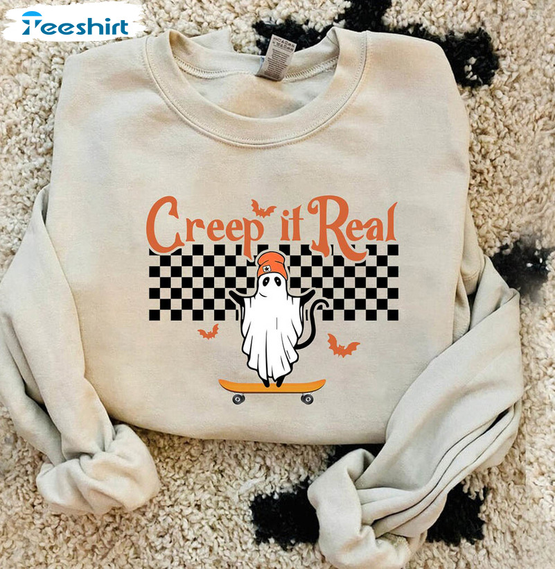 Creep It Real Halloween Shirt, Funny Ghost Unisex Hoodie Tee Tops