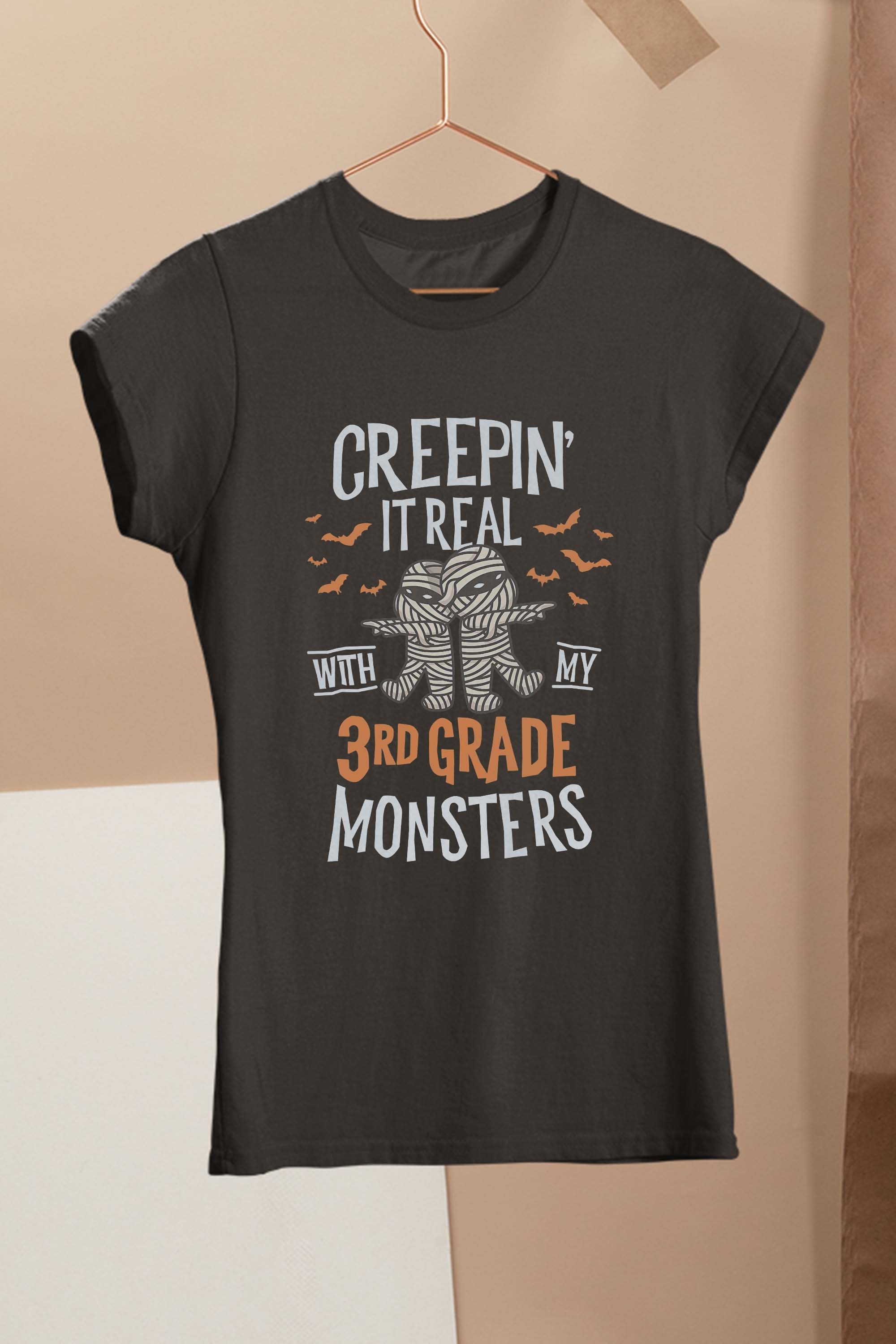 Creepin It Real With My 3rd Grade Monsters Halloween Teacher T-Shirt