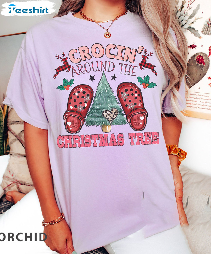 Crocin Around The Christmas Tree Shirt, Funny Christmas Sweater Long Sleeve