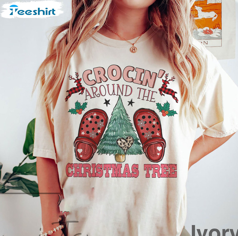 Crocin Around The Christmas Tree Shirt, Funny Christmas Sweater Long Sleeve