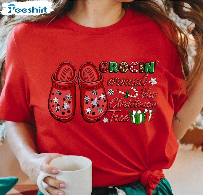 Crocin Around The Christmas Tree Shirt, Funny Christmas Unisex Hoodie Long Sleeve