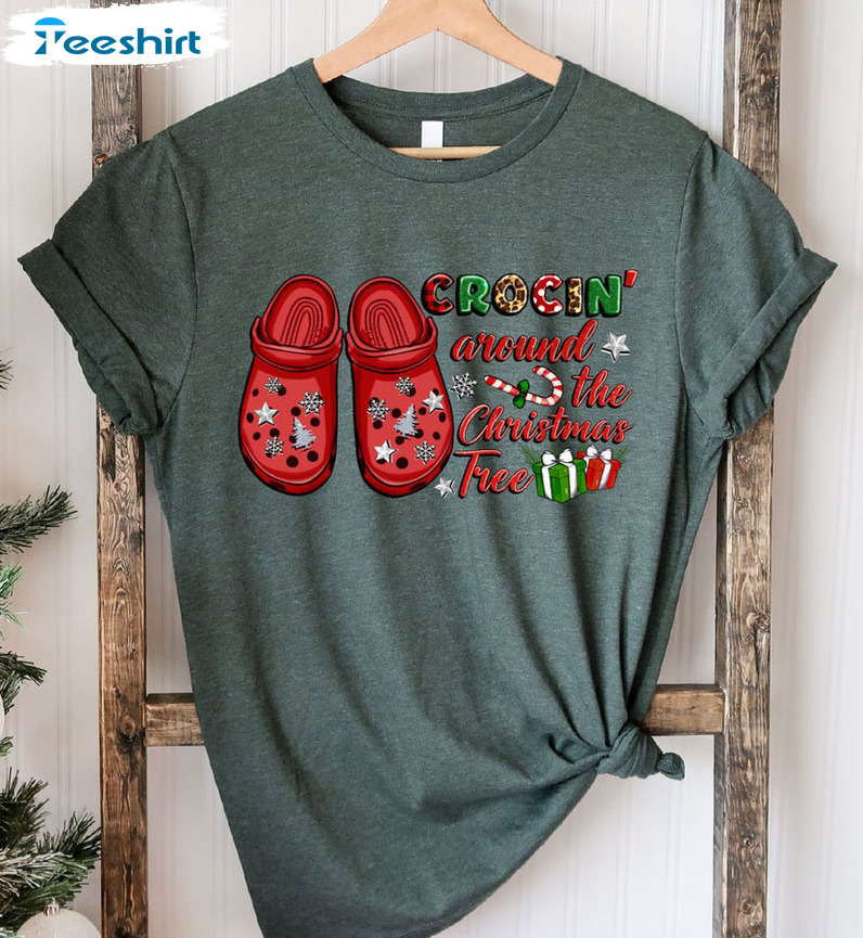 Crocin Around The Christmas Tree Shirt, Funny Christmas Unisex Hoodie Long Sleeve