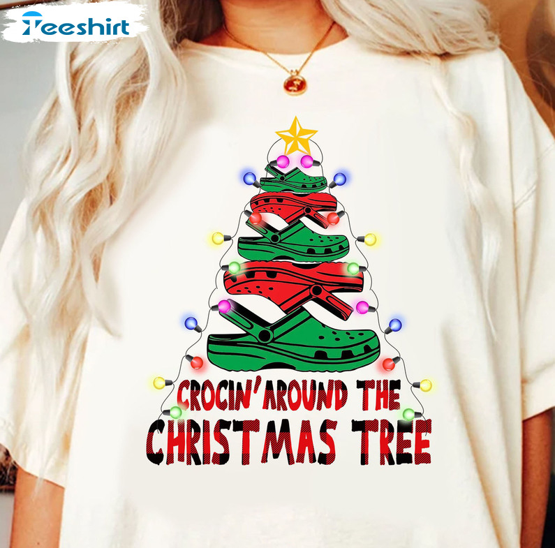 Crocin Around The Christmas Tree Sweatshirt, Short Sleeve Vintage Design