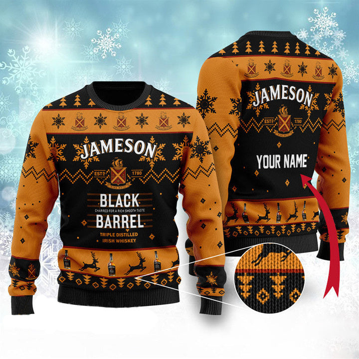 Custom Black Barrel Jameson Whiskey Sweater- Best Christmas Gifts 2023