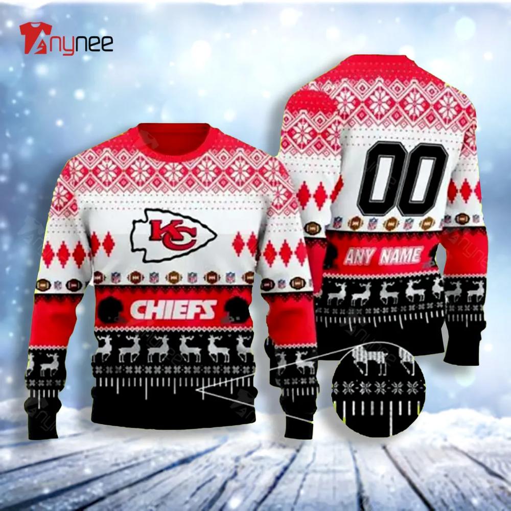 Custom Name Number Ugly Christmas Kansas City Chiefs Ugly Christmas Sweater- Best Christmas Gifts 2023