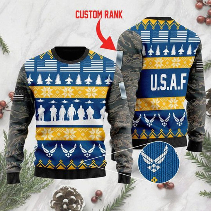 Custom rank US Air Force Christmas Sweater- Best Christmas Gifts 2023