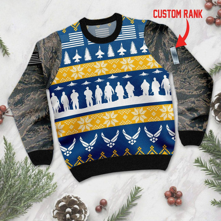 Custom rank US Air Force Christmas Sweater- Best Christmas Gifts 2023