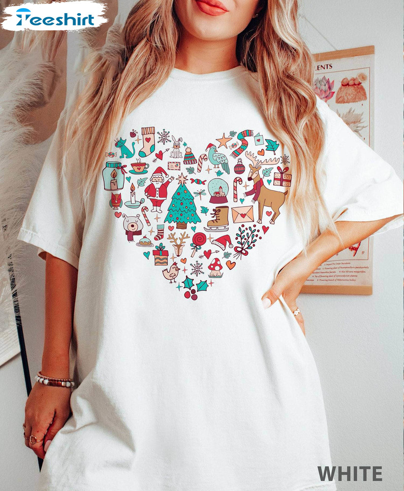 Cute Christma Elements Shirt, Christmas Crewneck Unisex T Shirt