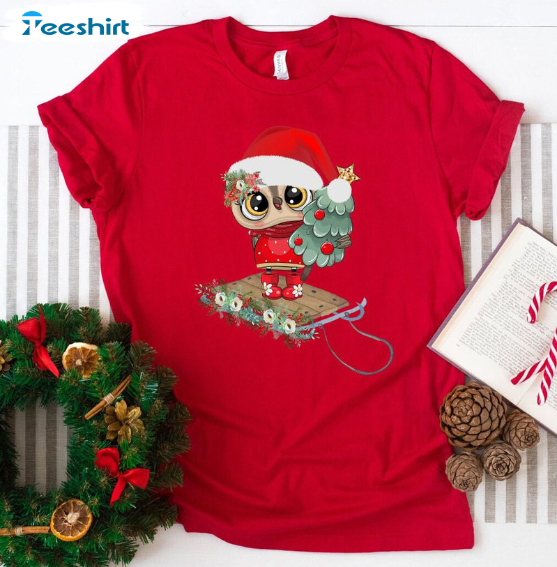 Cute Christmas Owl Shirt, Owl Lover Crewneck Unisex T-shirt