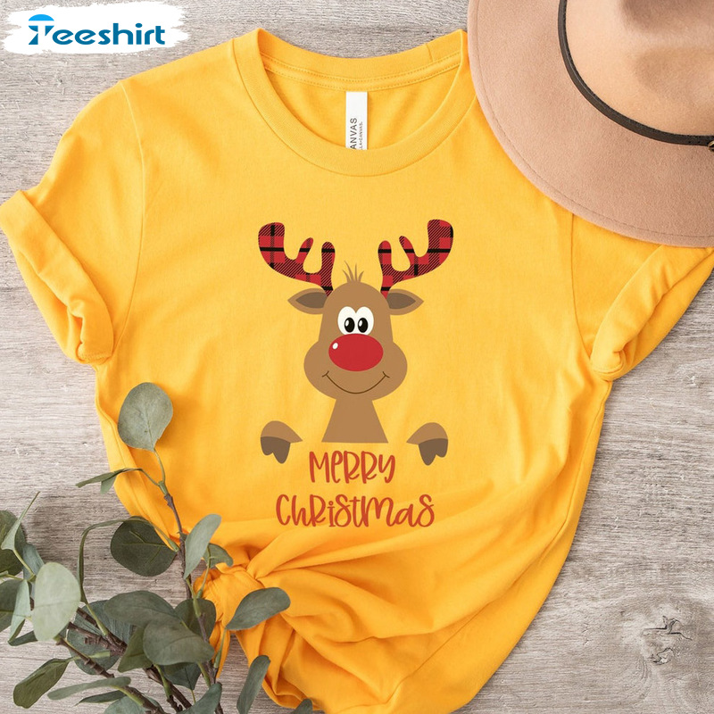 Cute Christmas Reindeer Shirt – Merry Christmas Vintage Design Unisex Hoodie Tank Top