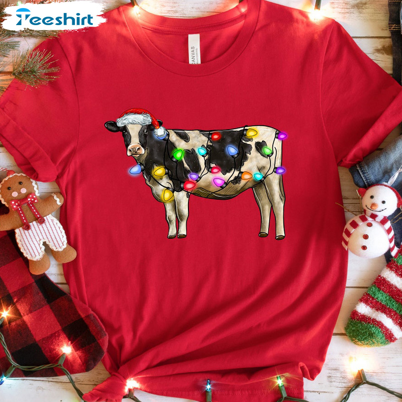 Cute Cow Christmas Sweatshirt – Merry Christmas Long Sleeve Sweater