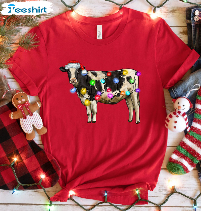 Cute Cow Christmas Sweatshirt – Trendy Crewneck Tee Tops