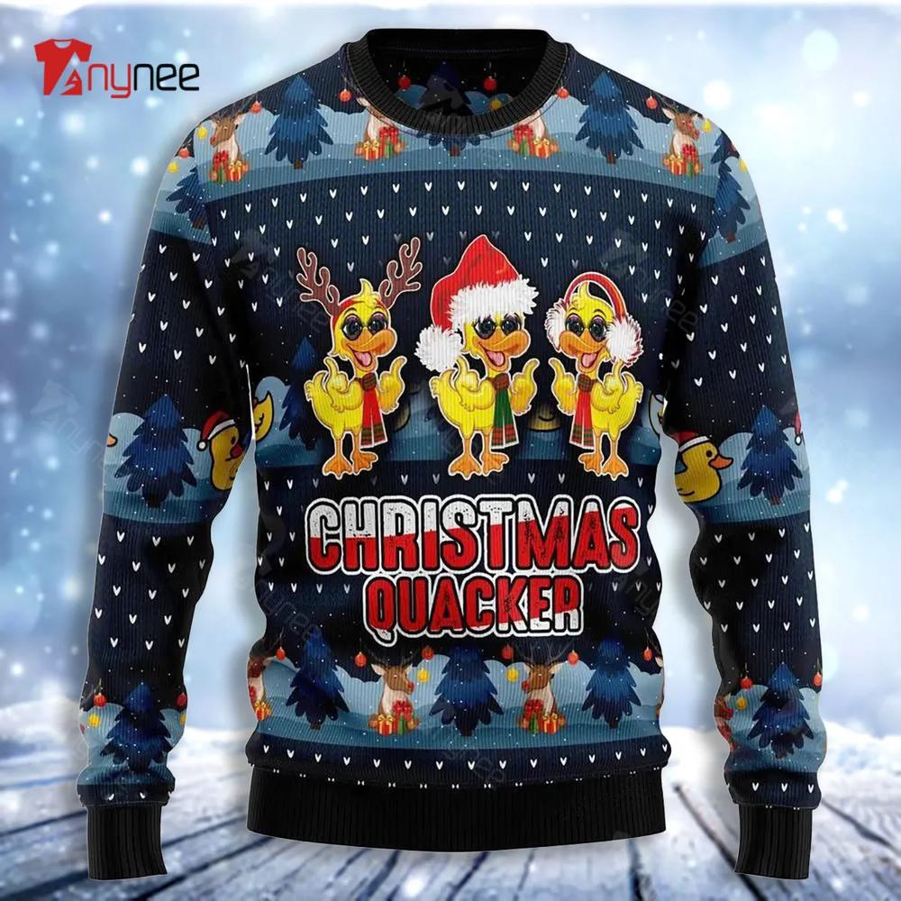 Cute Duck Quacker Ugly Christmas Sweater- Best Christmas Gifts 2023