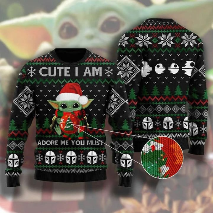 Cute I Am Adore Me You Must Baby Yoda Christmas Sweater – Best Christmas Gifts 2023