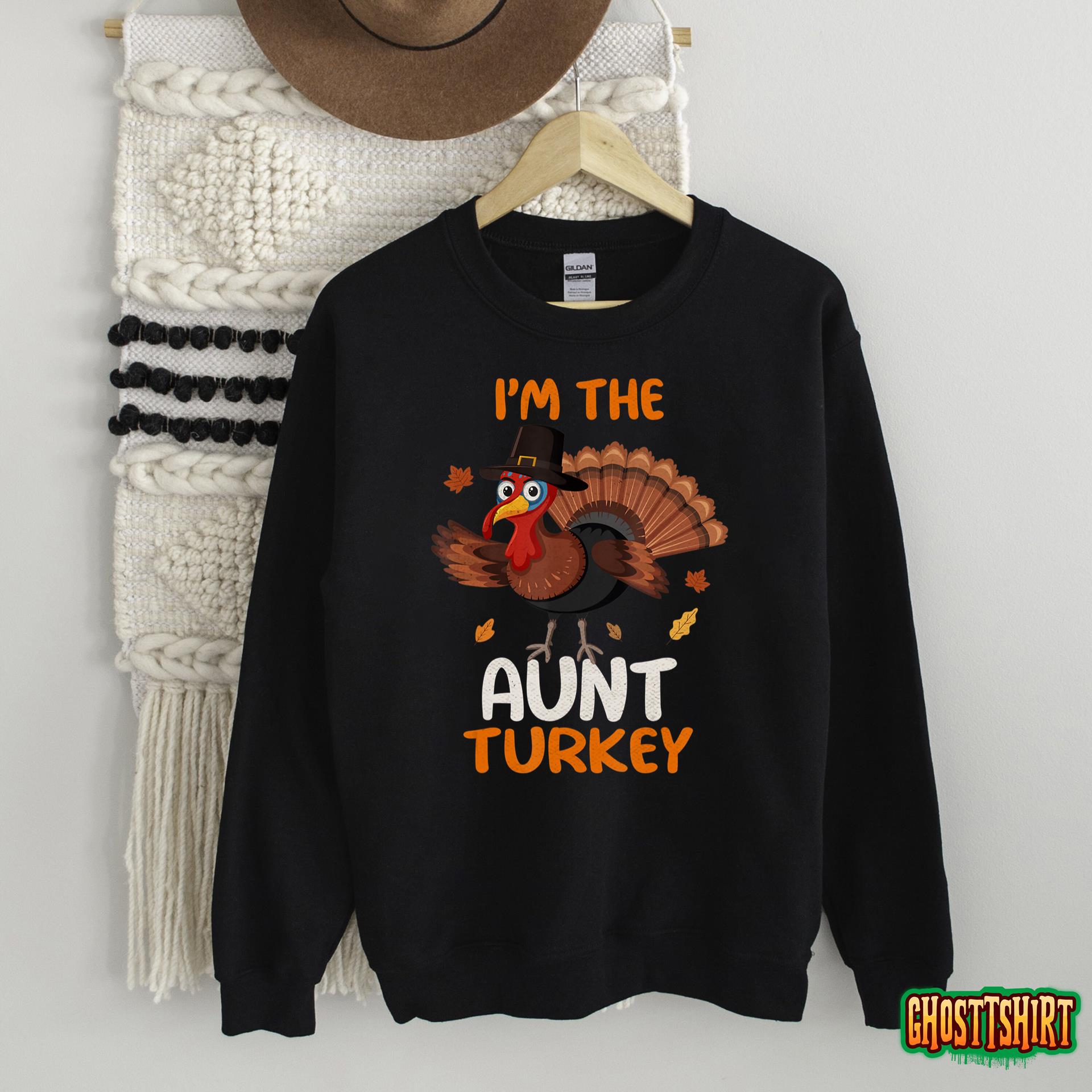 Cute I’m The Aunt Turkey Family Matching Thanksgiving T-Shirt