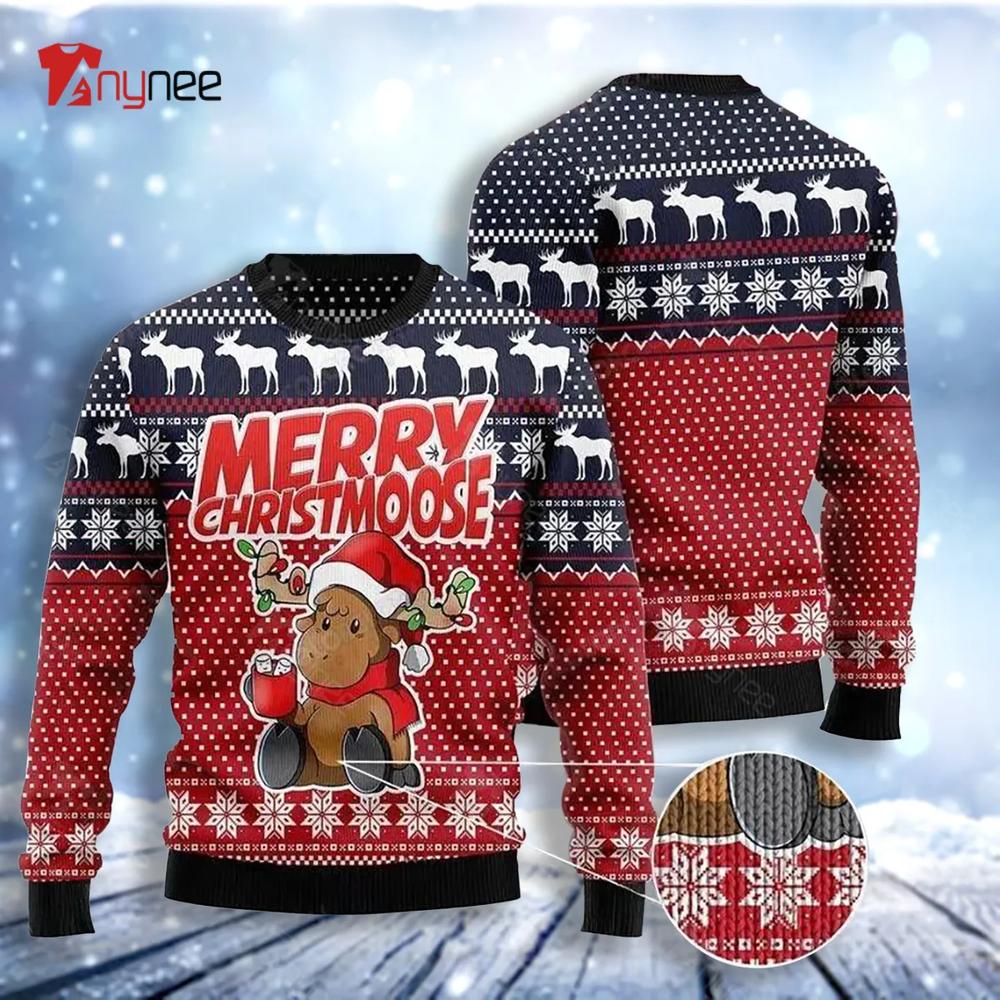 Cute Moose Merry Christmoose Ugly Christmas Sweater- Best Christmas Gifts 2023