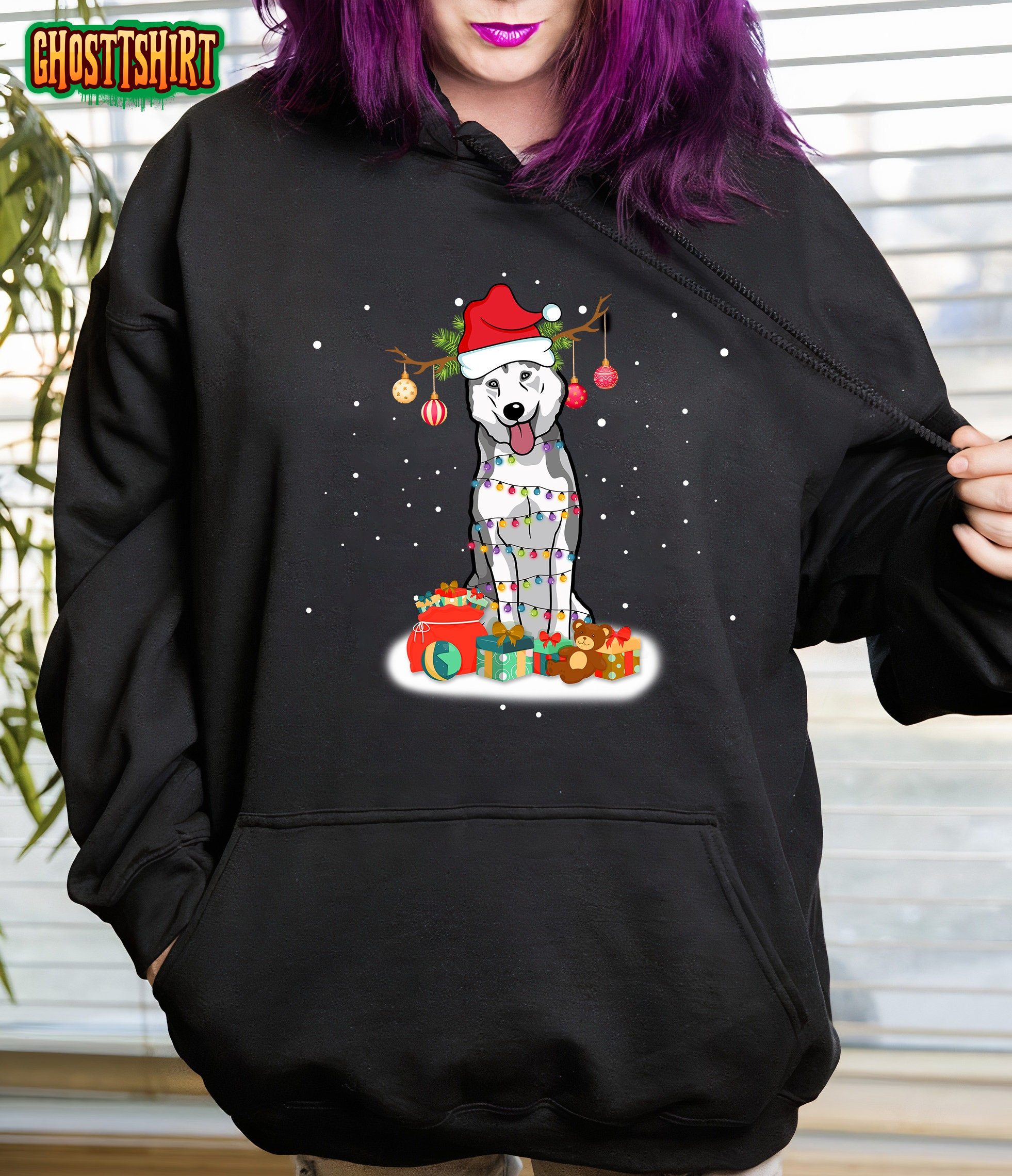 Cute Santa Husky Dog Christmas Sweatshirt