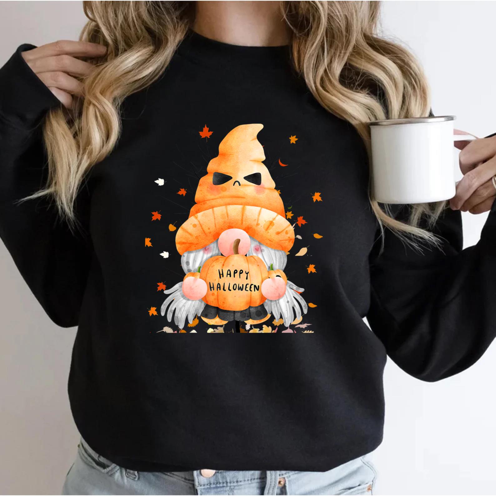 Cute Scary Gnome Jack-O-Lantern Pumpkin Halloween Costume T-Shirt