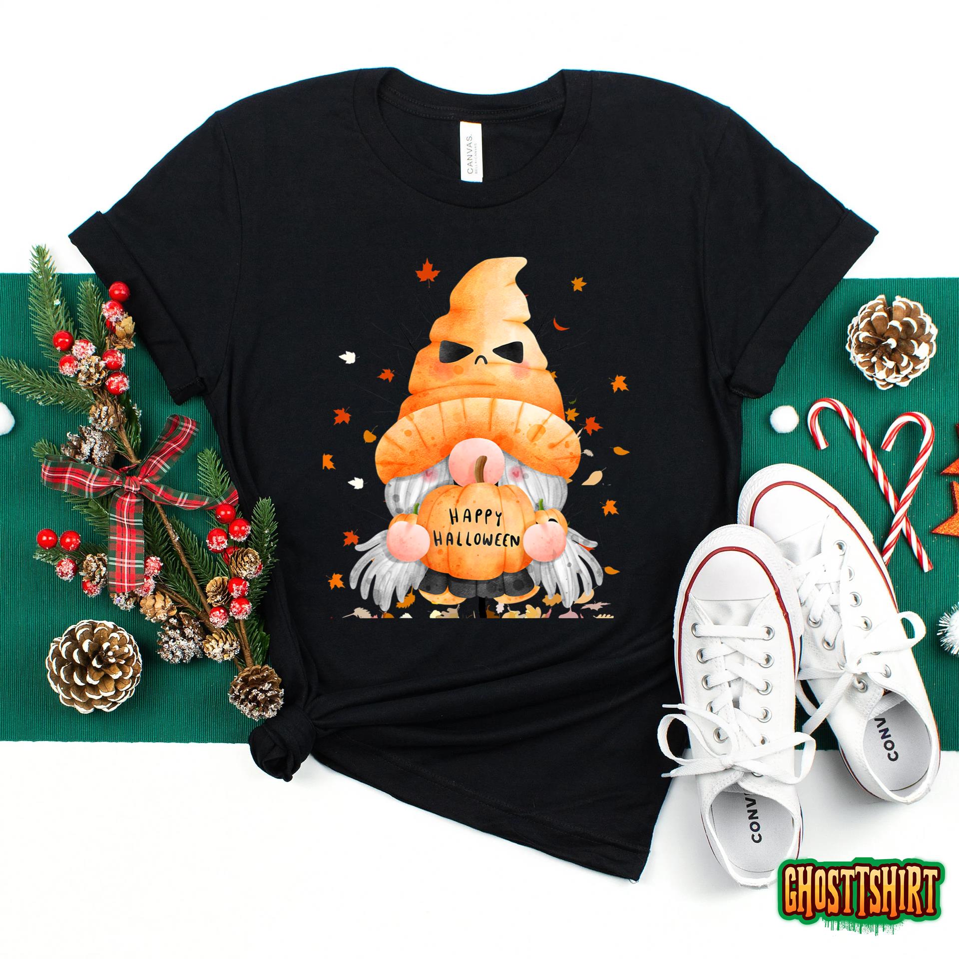 Cute Scary Gnome Jack-O-Lantern Pumpkin Halloween Costume T-Shirt