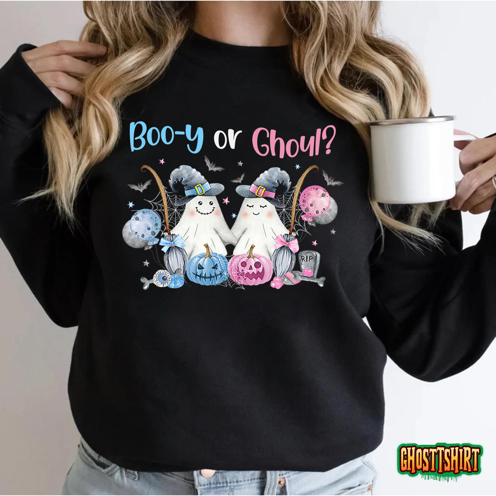 Cute Spooky Witch Ghost Boo-y or Ghoul Gender Reveal Sweatshirt