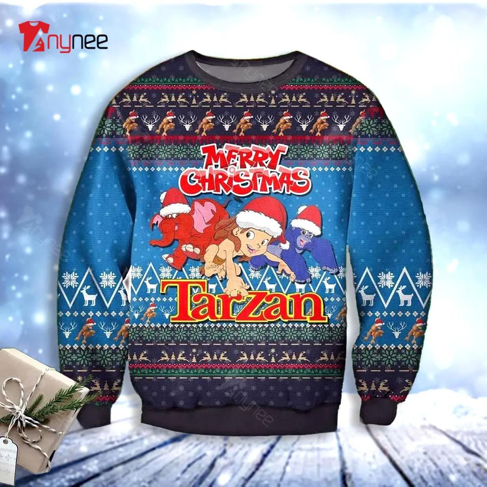 Cute Tarzan Mery Christmas Poster Ugly Christmas Sweater- Best Christmas Gifts 2023