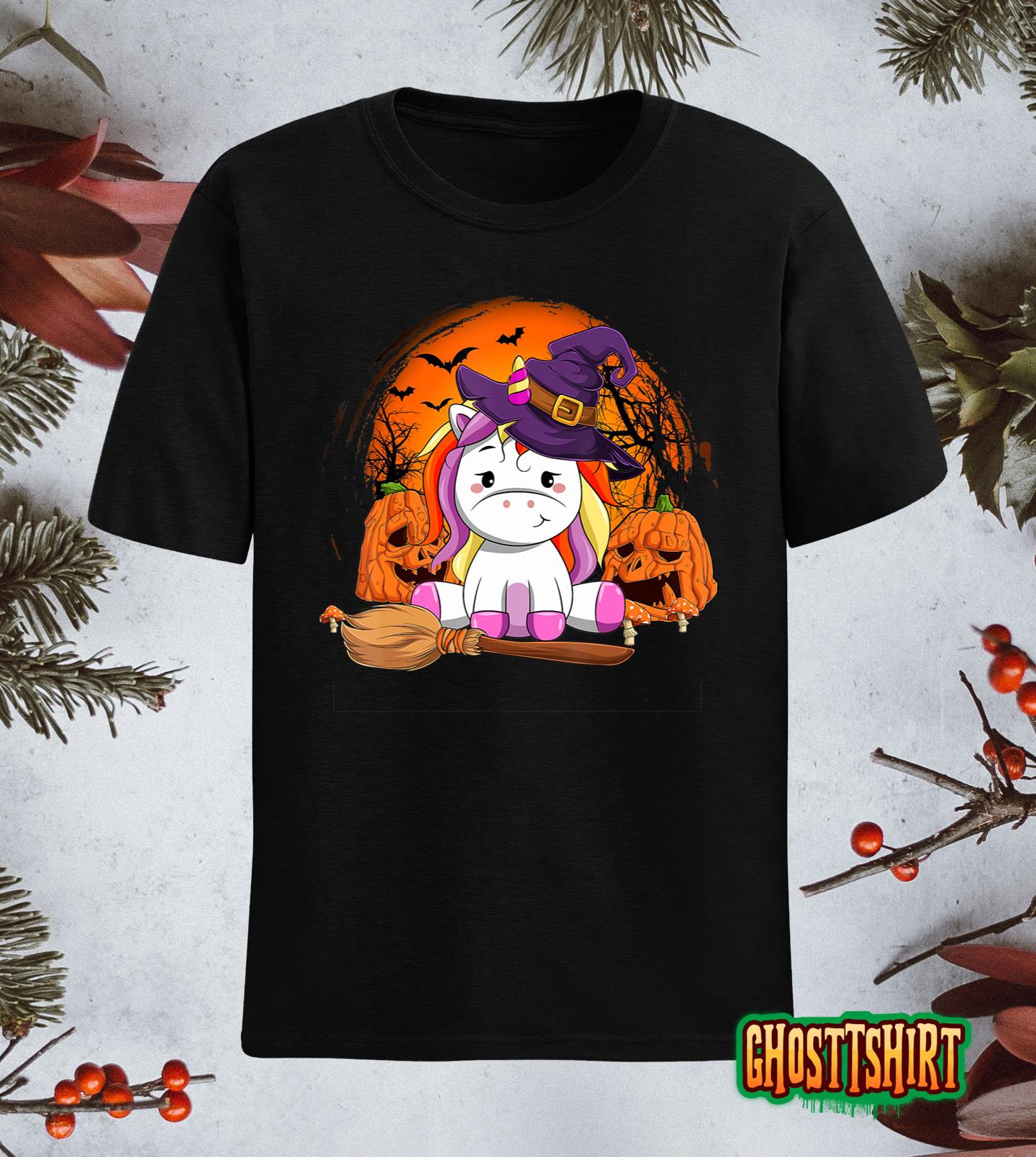 Cute Unicorn Pumpkin Halloween Thanksgiving Halloween Gifts T-Shirt